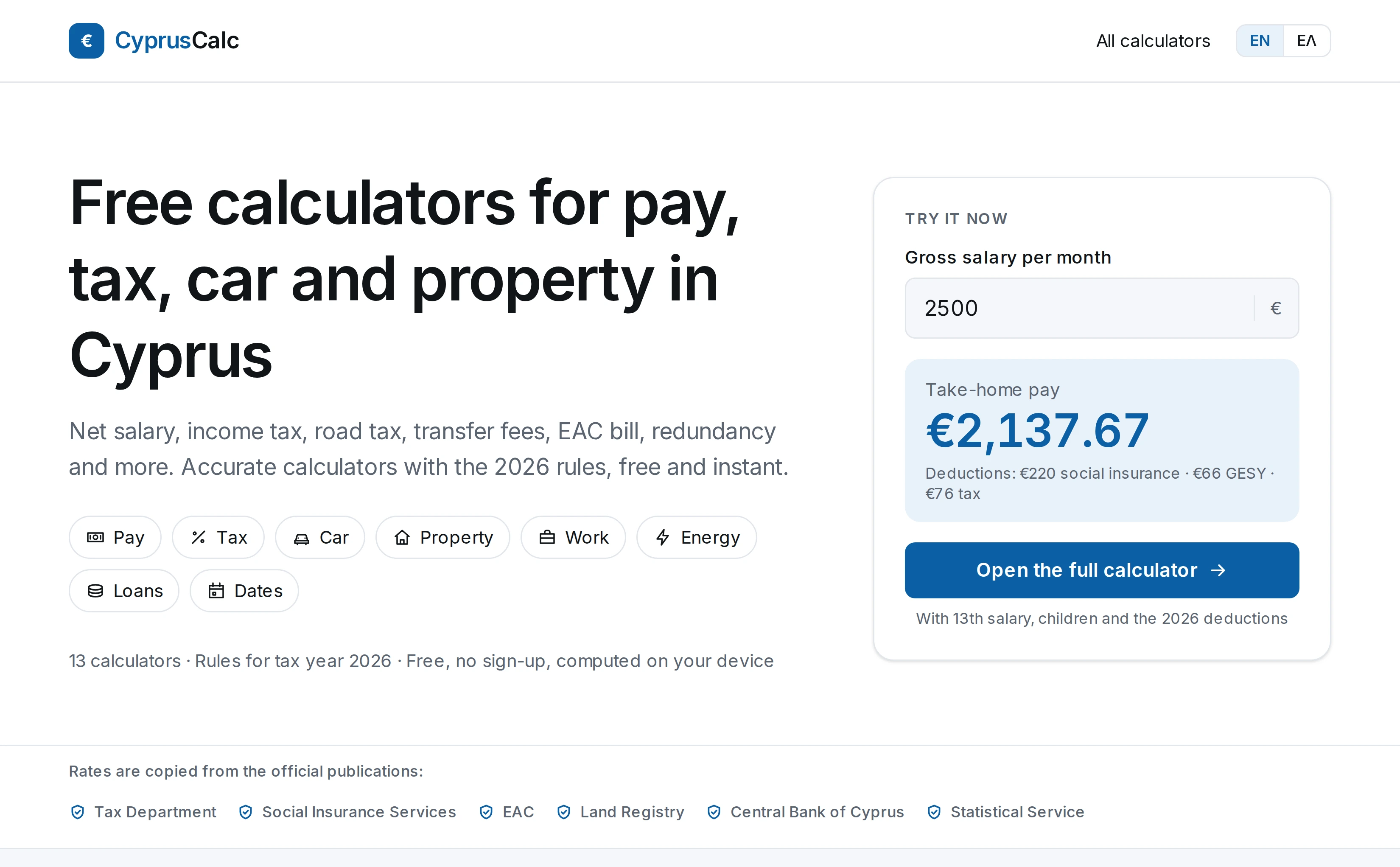 One page, one number, no sign-up.